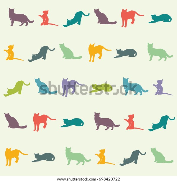 Wallpaper Kids Room Multicolored Cats Vector Stock Vector (Royalty Free