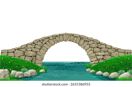 Wallpaper landscape with stone bridge