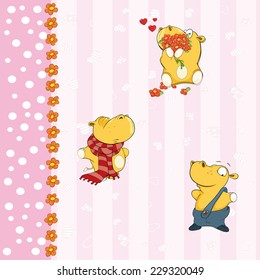 wallpaper with little hippos 