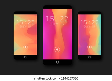 wallpaper mobile phone lock screen  gradient mesh colored  background vector bright display set