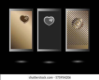 Wallpaper for mobile. Theme for Mobile phone screen saver with Love, heart, gears and modern style design.