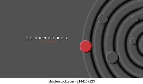 Wallpaper with mono chrome black circles rings and red accent