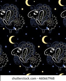 wall-paper moon of a star sheep on a black background