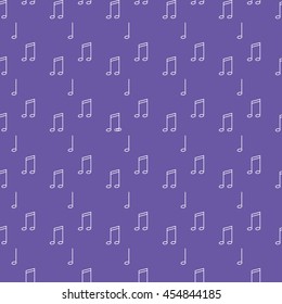 Wallpaper with musical notes in purple. Seamless print template for fabric and paper.