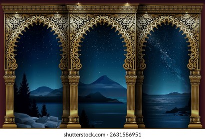 Wallpaper night arcade of the eastern palace