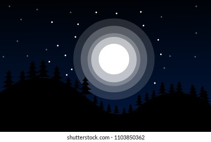 Wallpaper night in the sky with large moon