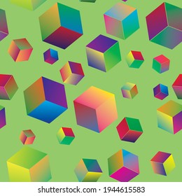 Wallpaper for nursery. Abstract Seamless background. Random structure with cubes. Vector image