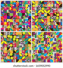 Wallpaper for the nursery set. Abstract tile background. Noise structure with colored tiles. Vector image