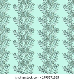 Papel tapizado con ramas de olivo. Ramas de olivo decorativas con follaje y frutas. Ilustración vectorial.