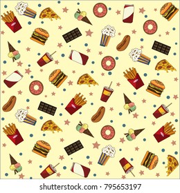Wallpaper on the theme of fast food. Takeaway food for every taste