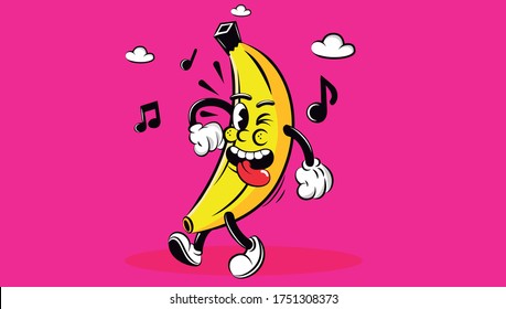 WALLPAPER ONE BANANA FRUIT CARTOON 