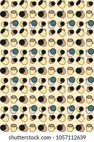 Wallpaper with a pattern of coffee mugs