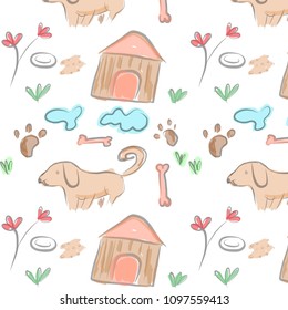 wallpaper pattern with Cute dog and home dog patterns