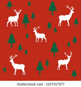wallpaper with a pattern of deer and trees