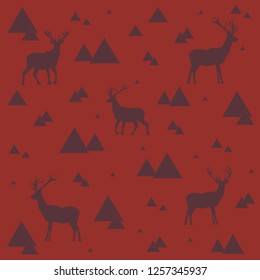 wallpaper with a pattern of deer and triangles