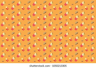 Wallpaper with a pattern of fast food items
