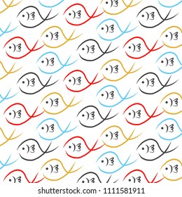 wallpaper pattern Fish line pattern a black White.