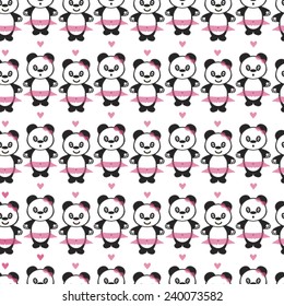 wallpaper with a pattern panda lovers on a white background