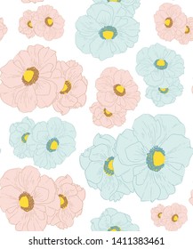 Wallpaper pattern with poppies flowers
