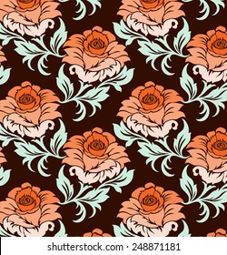  Wallpaper pattern with roses. Vintage background.