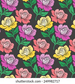 Wallpaper pattern with roses. Vintage background.