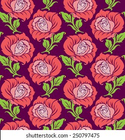 Wallpaper pattern with roses. Vintage background.