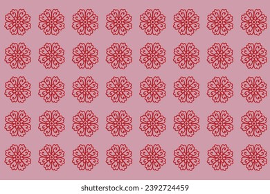 Wallpaper pattern: seamless red Chinese flower on a pink background 