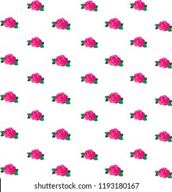 Wallpaper pattern with of vintage pink roses on white background, vector illustration