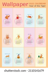 Wallpaper -  Phone and Android 2022 Calendar, Year of the Tiger.