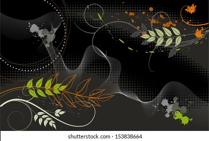 Wallpaper. Plants on a black background
