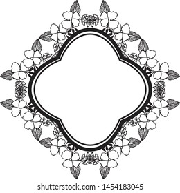 Wallpaper of posters with decor of floral frame, beautiful shape. Vector