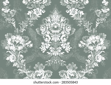 Wallpaper print oriental rose floral white ornamental curl petal flower leaf vector luxury graphic old element gray striped fashion fabric abstract dash elegant modern victorian illustration ornament