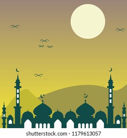 WALLPAPER RAMADHAN PEMANDANGAN MASJID DI SORE HARI