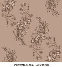 Wallpaper Rapport. Seamless Pattern of Hand Drawn Zentangles. Elements are Scanned and Traced to Vector. Bright Floral Ornament for Textile or Paper.