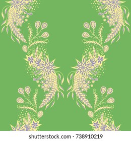 Wallpaper Rapport. Seamless Pattern of Hand Drawn Zentangles. Elements are Scanned and Traced to Vector. Bright Floral Ornament for Textile or Paper.