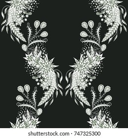 Wallpaper Rapport. Seamless Pattern of Hand Drawn Zentangles. Elements are Scanned and Traced to Vector. Bright Floral Ornament for Textile or Paper.