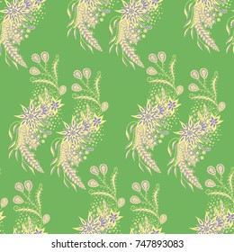 Wallpaper Rapport. Seamless Pattern of Hand Drawn Zentangles. Elements are Scanned and Traced to Vector. Bright Floral Ornament for Textile or Paper.