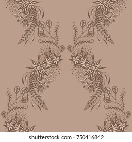 Wallpaper Rapport. Seamless Pattern of Hand Drawn Zentangles. Elements are Scanned and Traced to Vector. Bright Floral Ornament for Textile or Paper.