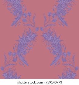 Wallpaper Rapport. Seamless Pattern of Hand Drawn Zentangles. Elements are Scanned and Traced to Vector. Bright Floral Ornament for Textile or Paper.