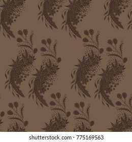 Wallpaper Rapport. Seamless Pattern of Hand Drawn Zentangles. Elements are Scanned and Traced to Vector. Bright Floral Ornament for Textile or Paper.