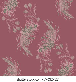 Wallpaper Rapport. Seamless Pattern of Hand Drawn Zentangles. Elements are Scanned and Traced to Vector. Bright Floral Ornament for Textile or Paper.