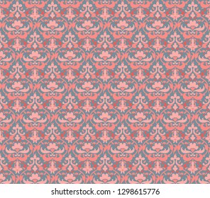 Wallpaper reapiting background. Red coral ornamental pattern for design card, banner, ticket, leaflet and so on.