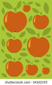 Wallpaper with red apples in vintage style
