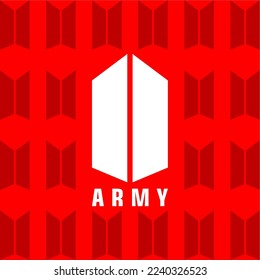 Wallpaper Red BTS Fan Army Logo with cool pattern