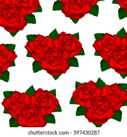 wallpaper red roses on a white background with leaves