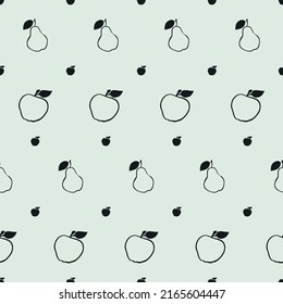Papel tapiz para nevera y cocina. Vector de manzanas y peras sin fisuras para almohadas, impresiones, tazas, papel pintado, cuadernos.