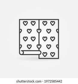 Wallpaper Roll with Heart Pattern vector concept icon or symbol in thin line style