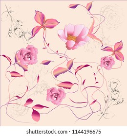Wallpaper roses weave