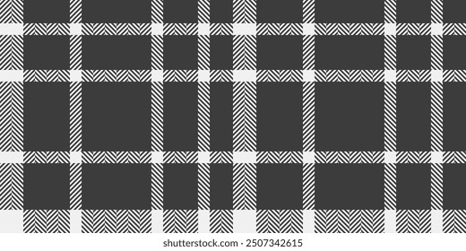 Wallpaper seamless check tartan, buffalo plaid pattern background. Preppy vector texture textile fabric in grey and white colors palette.
