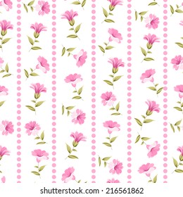 Wallpaper seamless floral pattern over white background. Vector illustration.